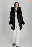 Dámsky kabát s kapucňou z umelej kožušiny, čierna, 101-9W-300-1-L, Obrázok 0