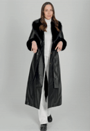 Damski płaszcz z imitacji skóry ze sztucznym futerkiem, czarny, 101-9P-200-4-M, Zdjęcie 0