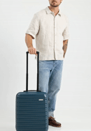 Walizka kabinowa z ABS-u z żebrowaniem, zielony, 56-3A-311-11, Zdjęcie 0